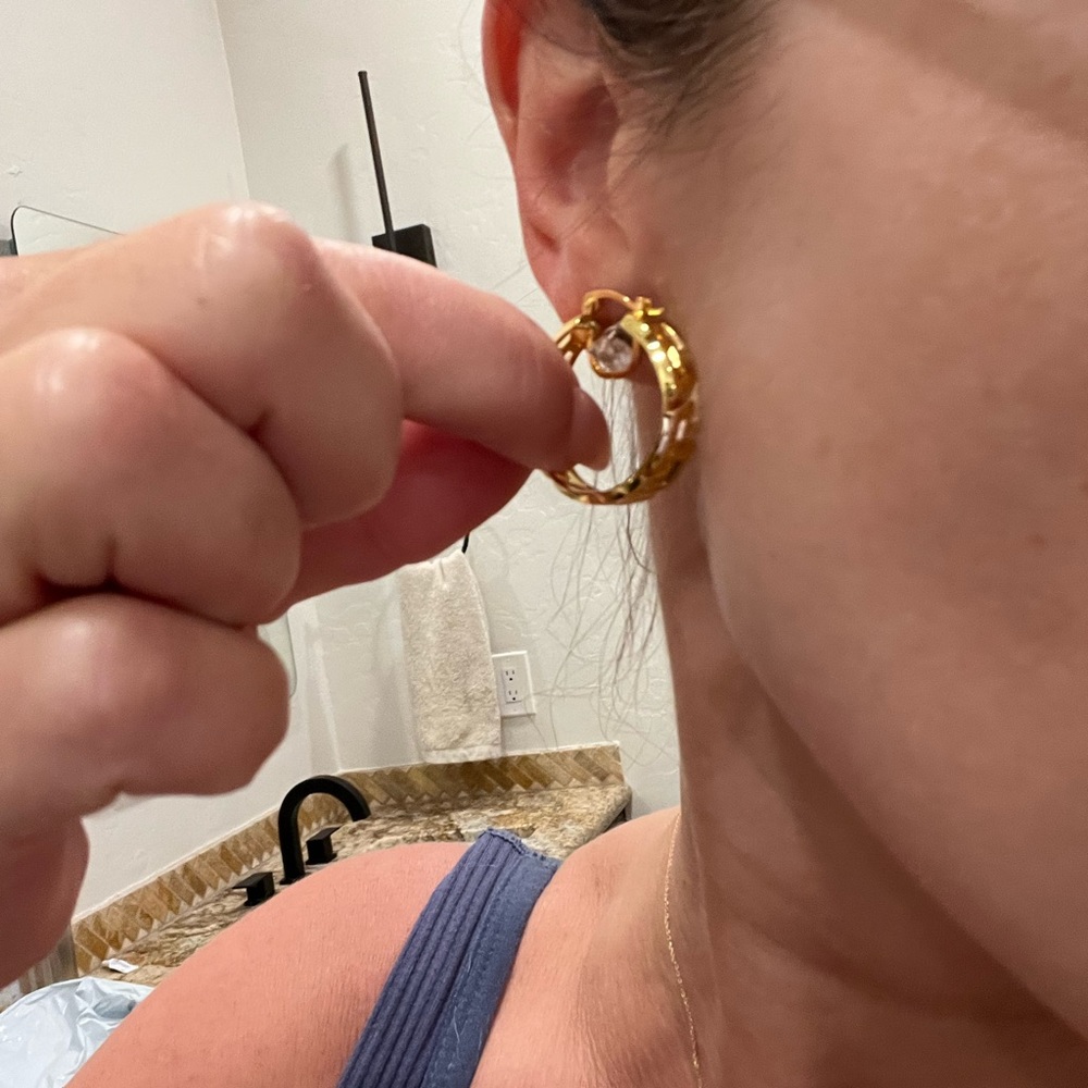 Authentic Versace Greca Hoop Earrings - Picture 4 of 4